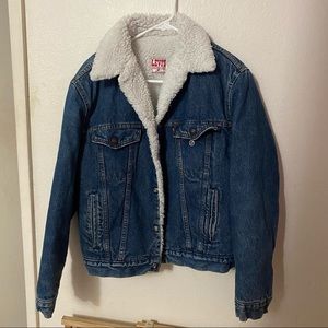 RARE VINTAGE LEVIS DENIM SHERPA JACKET MEN SIZE LARGE